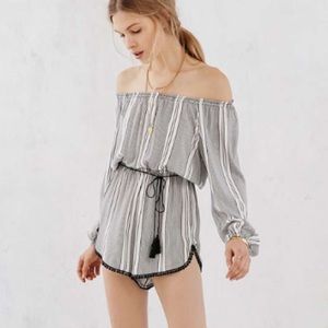 Striped off the shoulder romper