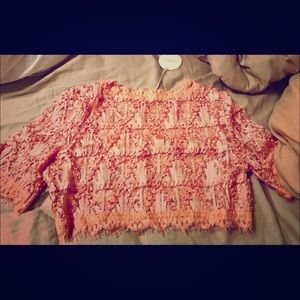 Coral Lace Crop Top