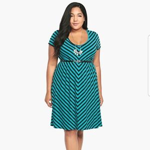 Torrid size 1 teal and black jersey dress
