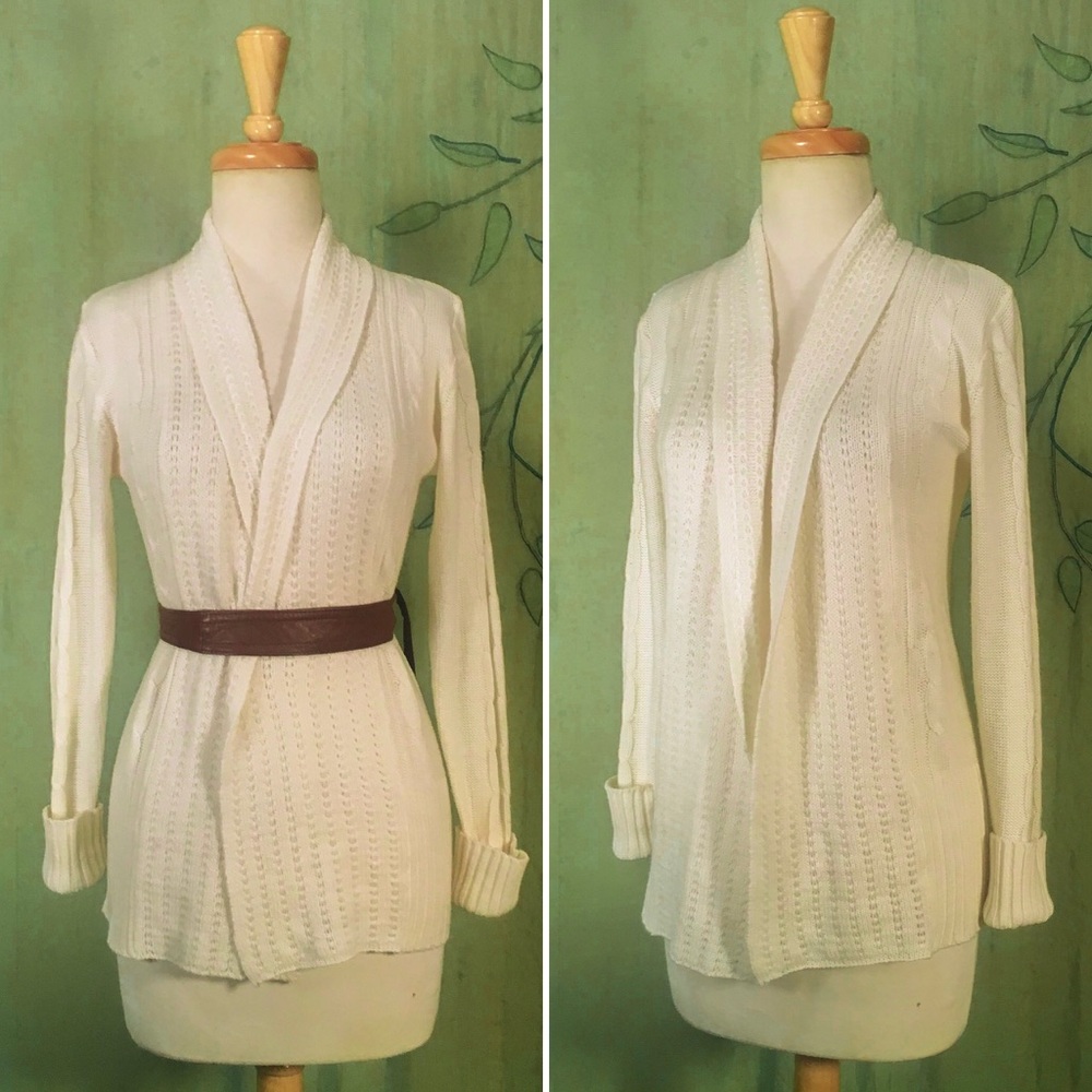 Ambiance cable-knit ivory/cream cardigan sweater