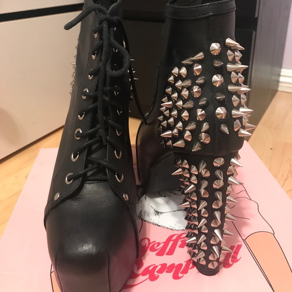 JEFFREY CAMPBELL LITA STUDDED BOOTIES WORN ONCE