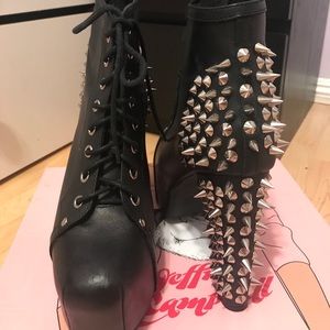 JEFFREY CAMPBELL LITA STUDDED BOOTIES WORN ONCE