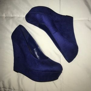 Royal Blue Suede Wedges