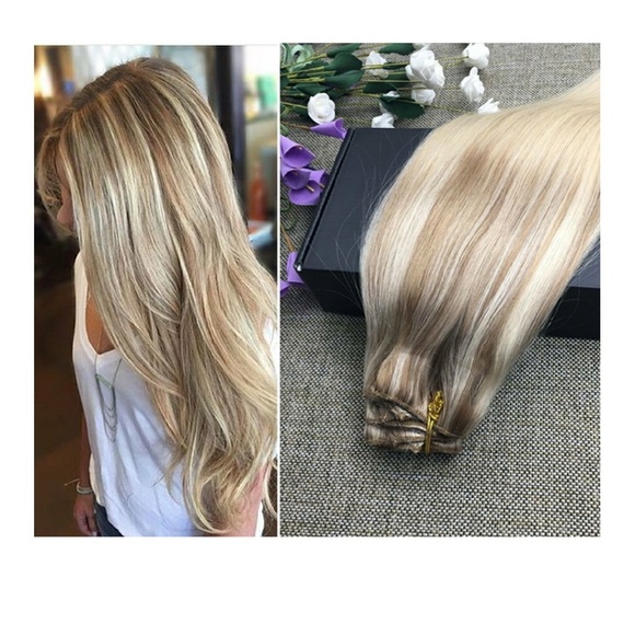 Platinum Blonde Clip in Extension 20 inches!! main image 4