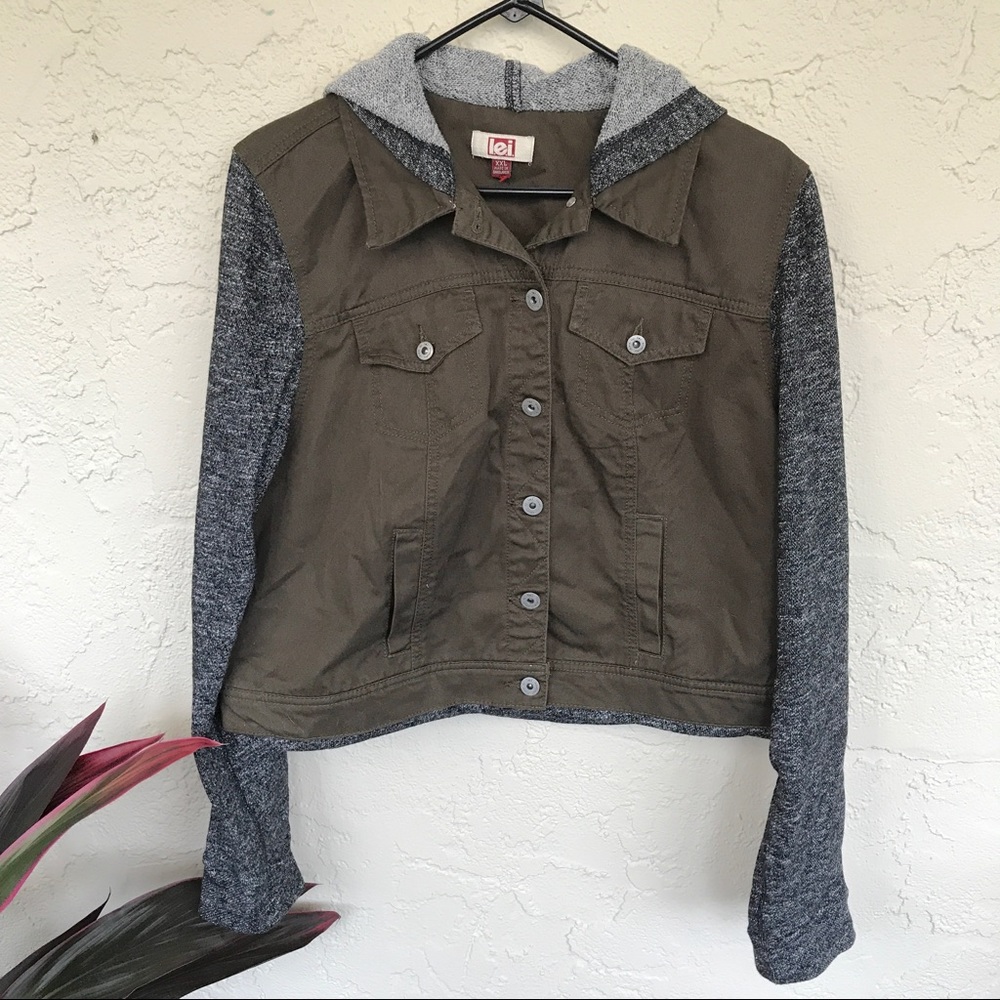LEI Canvas Cropped Jacket with Hood