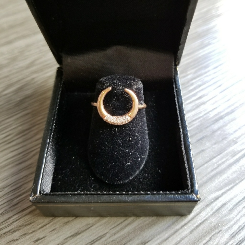 Gold and Diamond Crescent Horn Ring