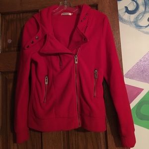 Doublju Red fleece zip up jacket
