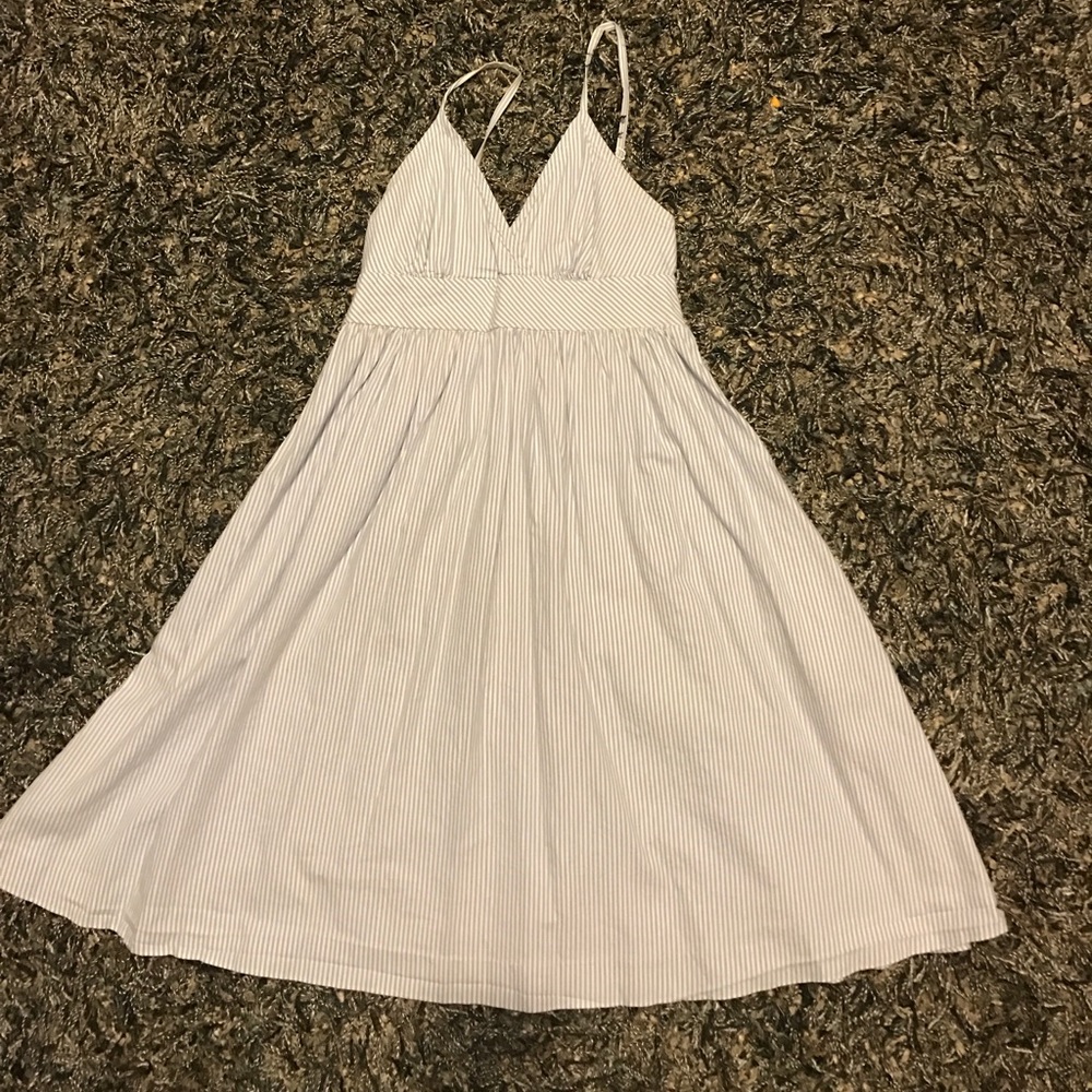 Blue and White Striped Dress