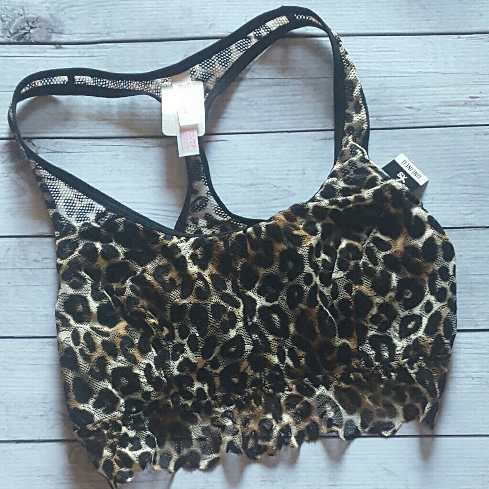 NWT Pink Leopard Lace Bralette Size XS