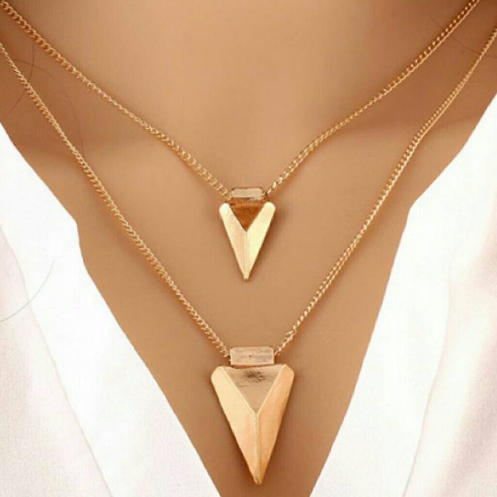 Gold Triangle pendant V shaped necklace