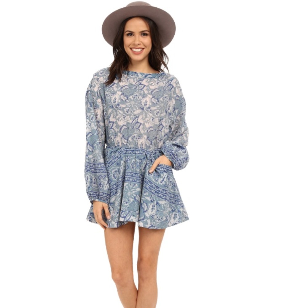 Free People Blue Silver Sun Mini Dress