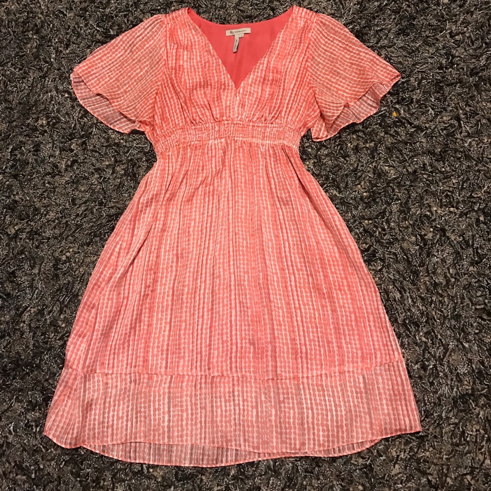 Salmon and White Polka-Dot Dress