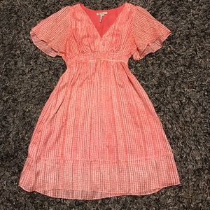 Salmon and White Polka-Dot Dress