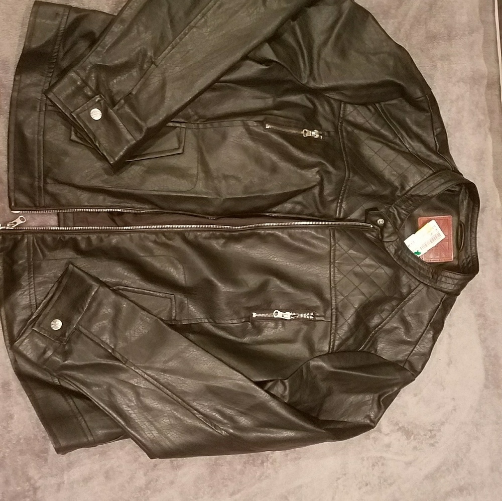 Miss London Blk Polyurethane Biker Jacket