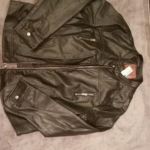 Miss London Blk Polyurethane Biker Jacket