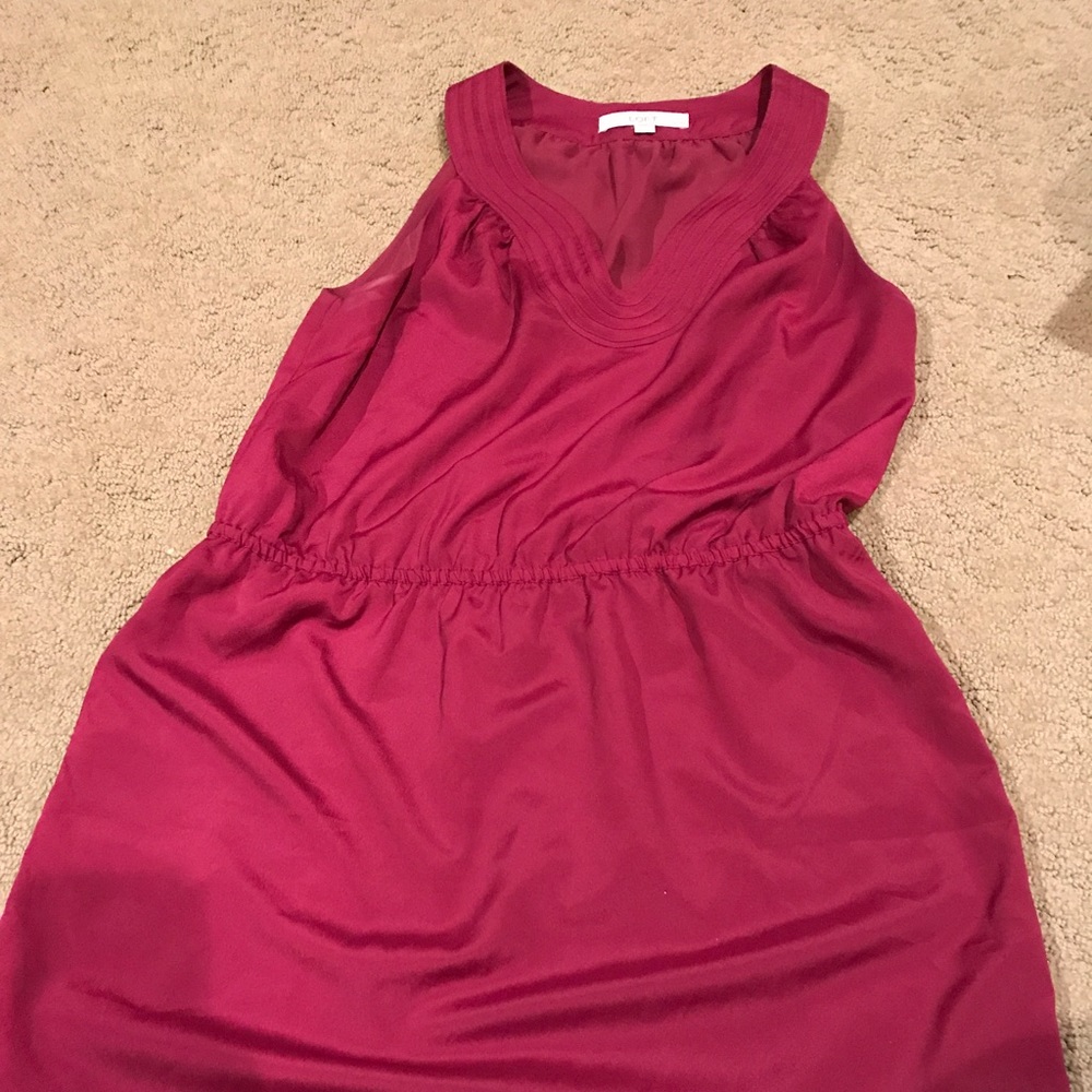 Loft petite cranberry sleeveless dress!!