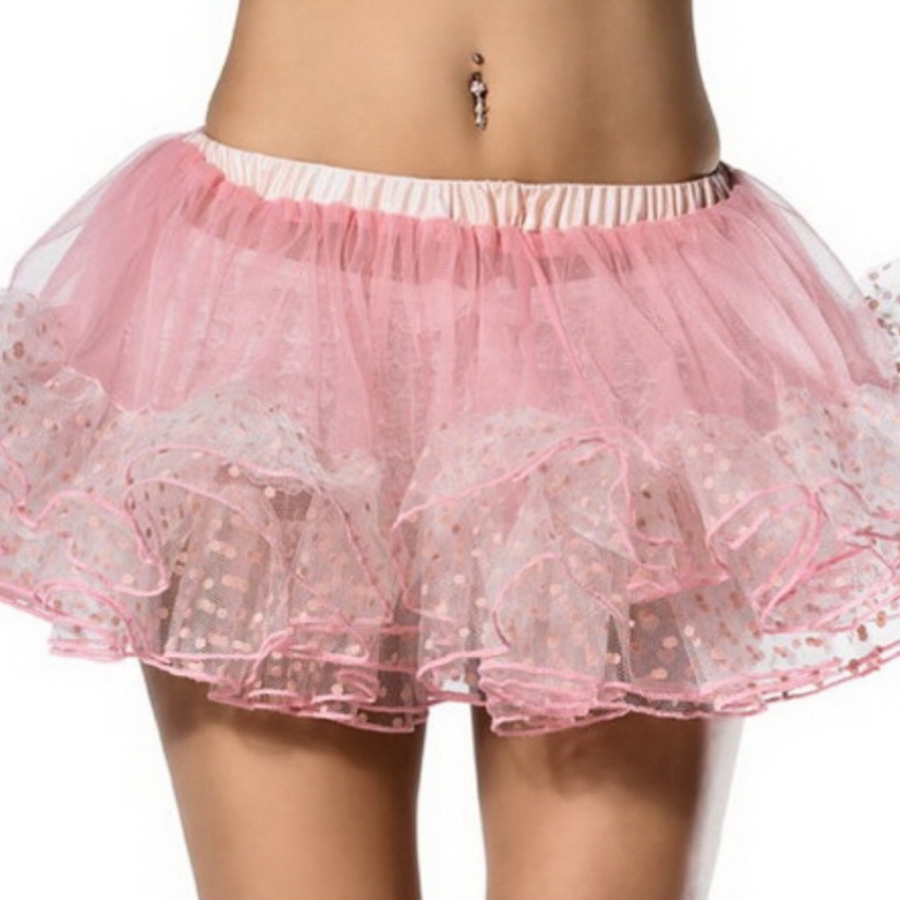 PALE PINK POLKA DOT PETTICOAT TUTU SKIRT BURLESQUE