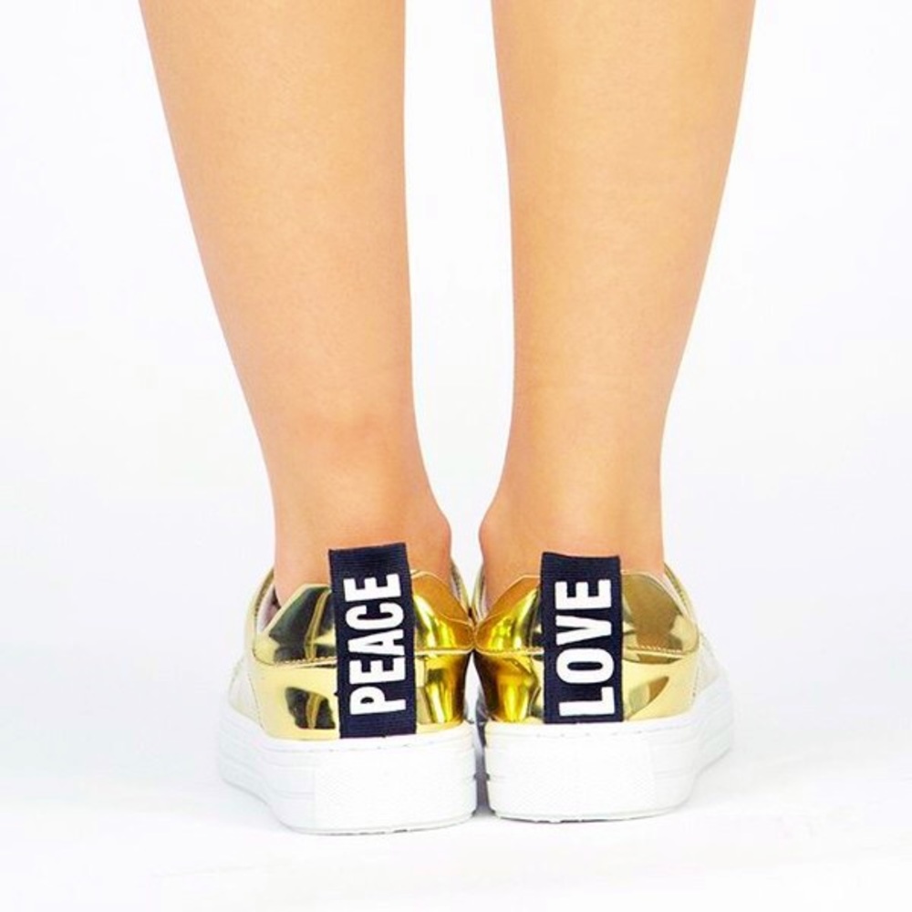Love and peace metallic sneakers