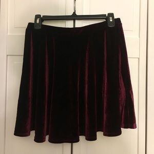 Maroon velvet skater skirt
