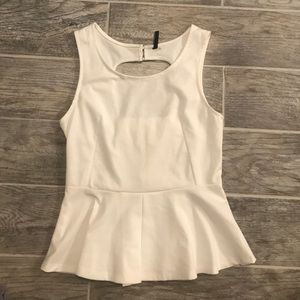 Cream top with heart shape cute out on back