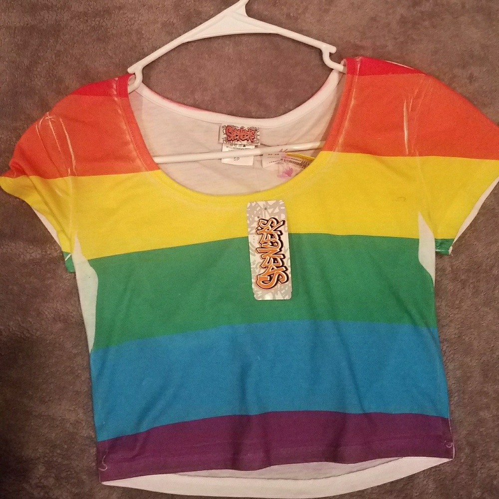 Women's Gay Pride Spencer's Crop Top Shirt NWT S/P