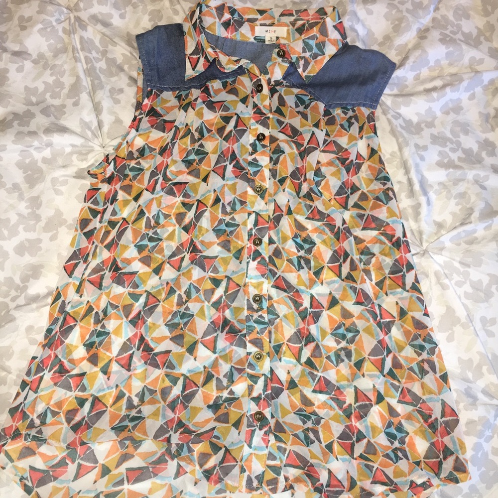 Vintage Button Up Sleeveless Tanktop