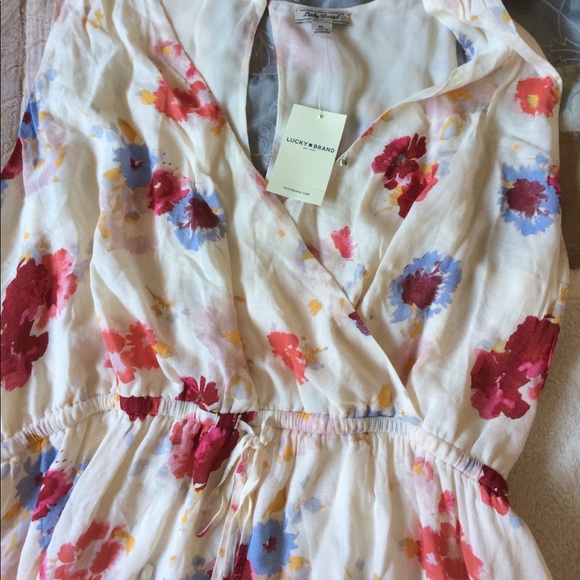 Lucky Brand Cream Floral High-Low Dress - Picture 6 of 8