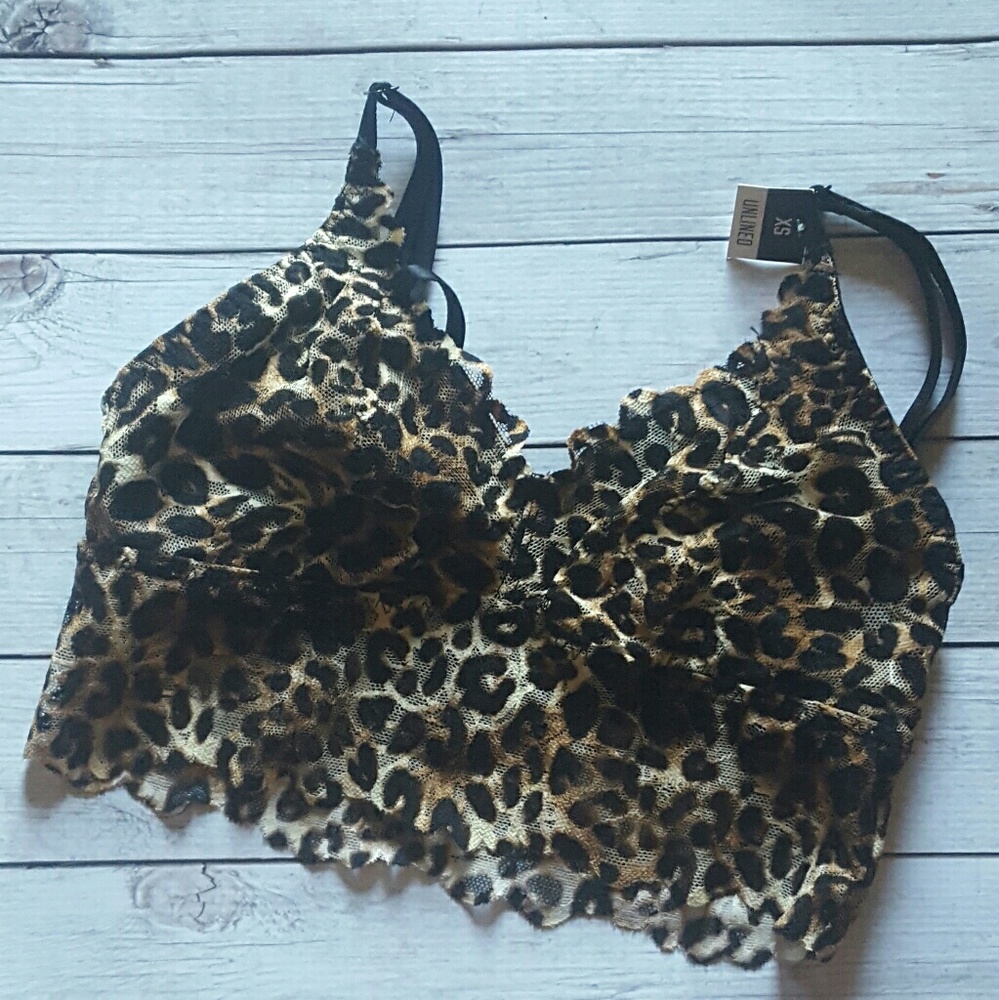 NWT Pink Leopard Lace Bralette Size XS
