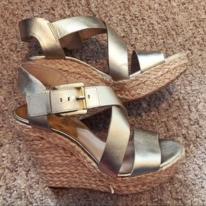 Michael Kors Gold Espadrille Wedge Sandals size 6