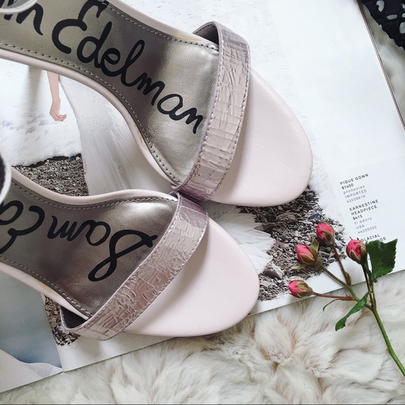 Sam Edelman Pale Pink Leather Stiletto Sandals - Picture 2 of 5