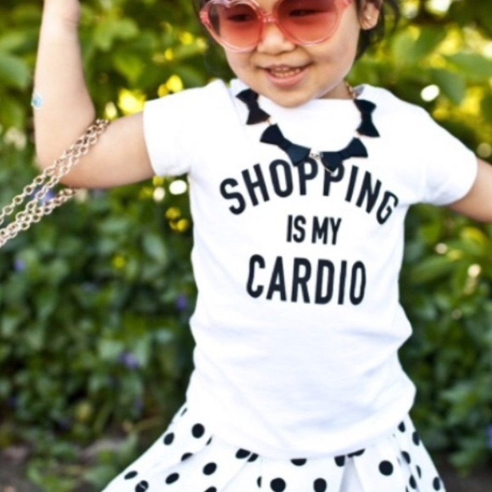 Shopping is my cardio kids tee shirt