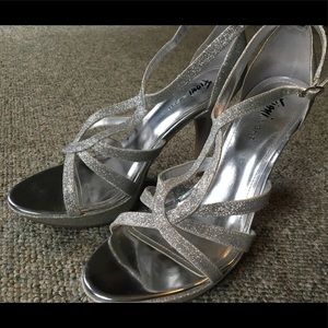 Sparkly silver high heels
