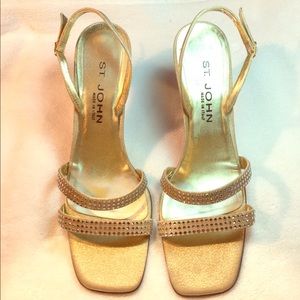 St John Gold Heels with Swarovski crystals