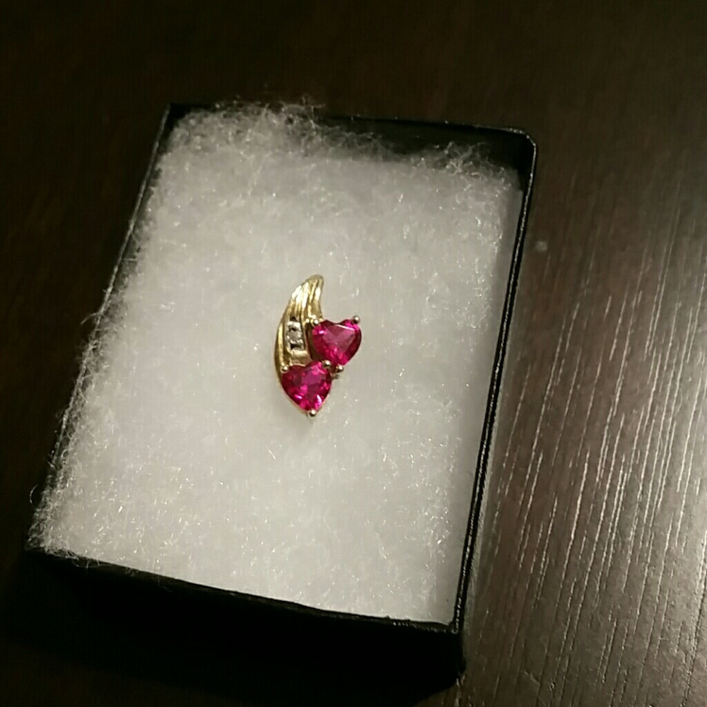 Double heart ruby charm pendant