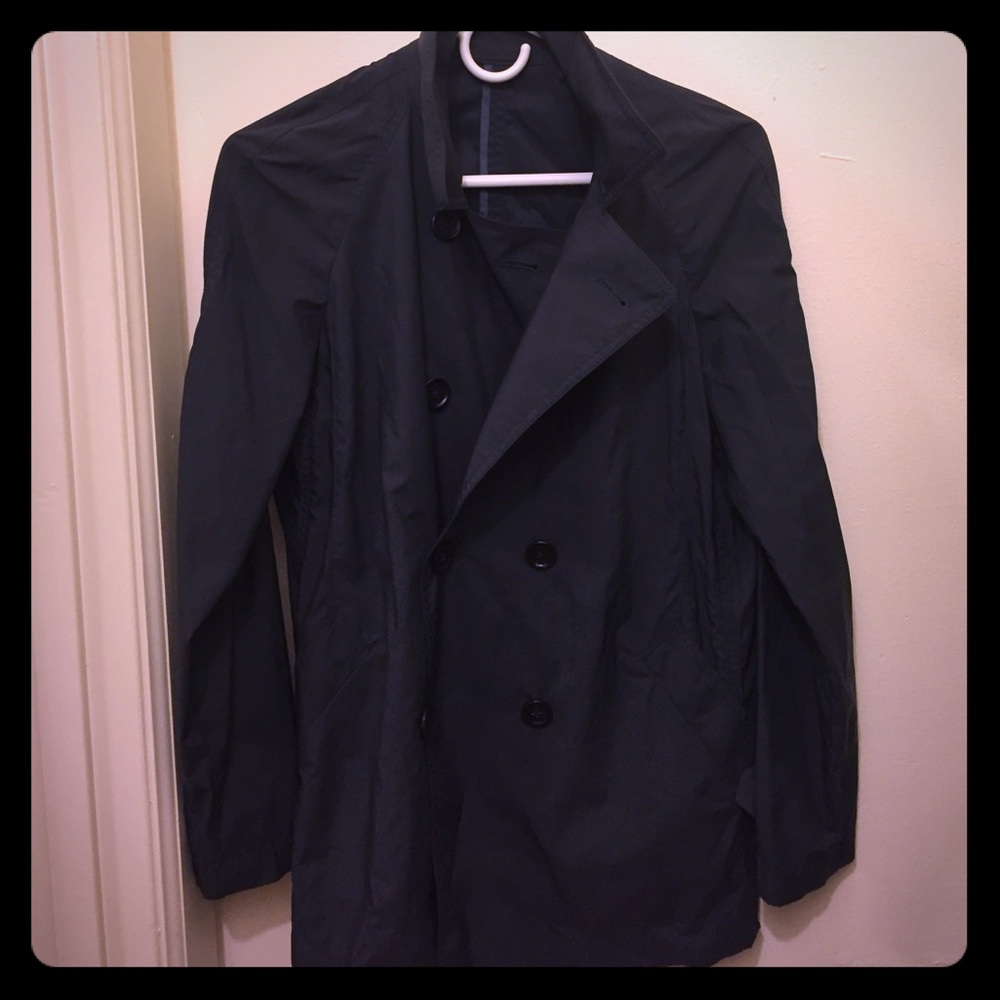 chic navy trench coat for a chilly day