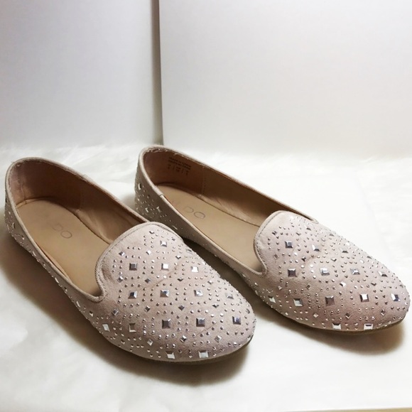Aldo Shoes - ALDO BEIGE FLATS W/SPIKES SIZE6 GENTLY USED