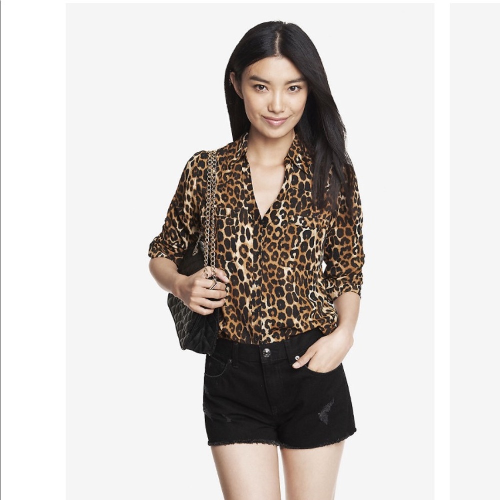 Express Portfino Blouse - Leopard