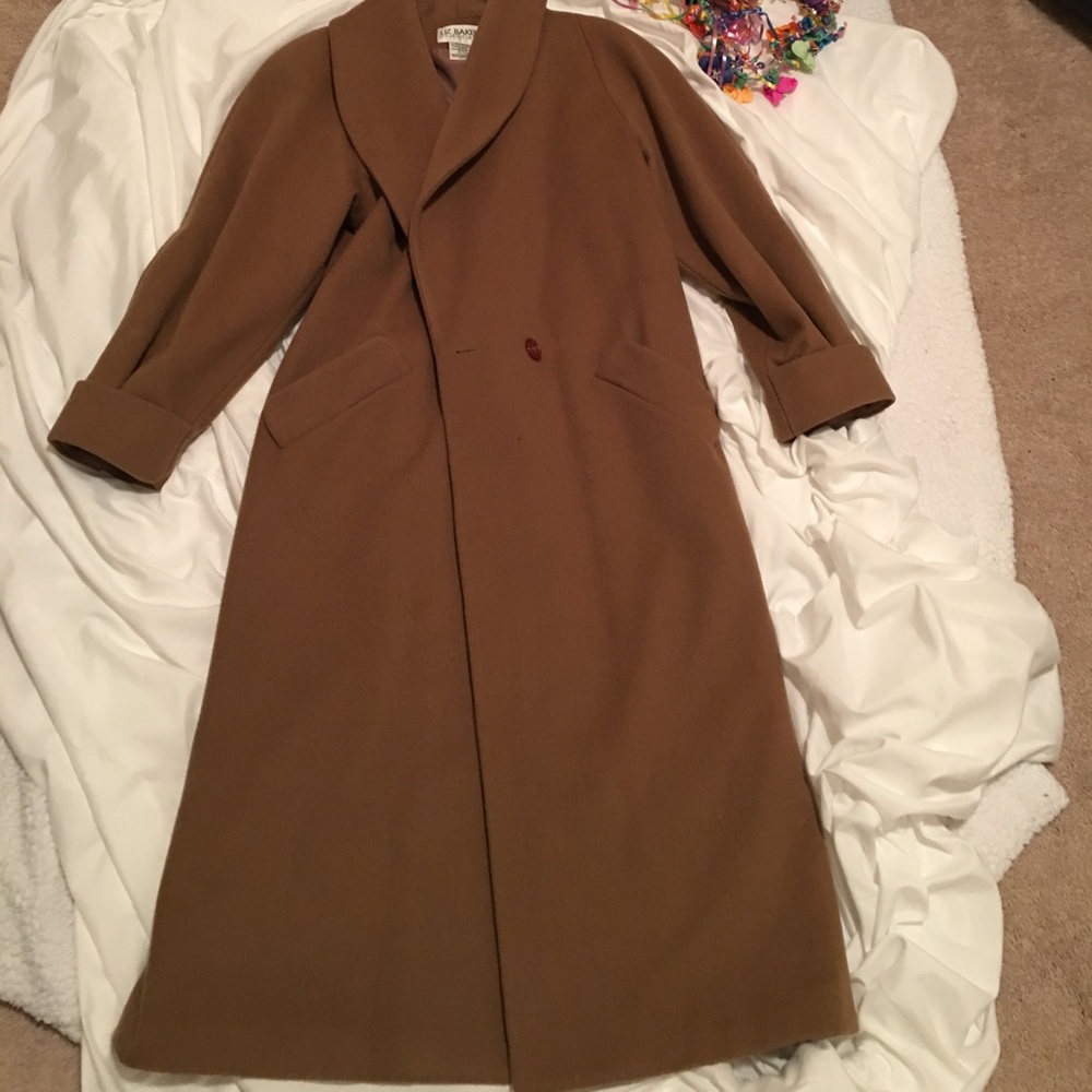 Wool trench coat.