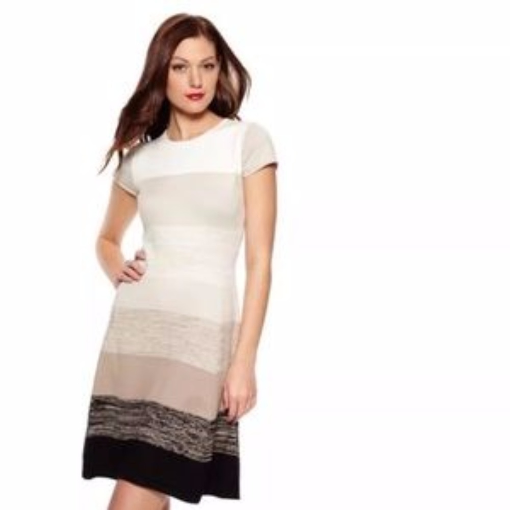 Philosophy Cap Sleeve Neutral Color Block Dress