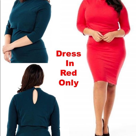 👑NWT Red Cut Off Crop Look Dress w/Keyhole Back (Clearance) - Picture 1 of 12