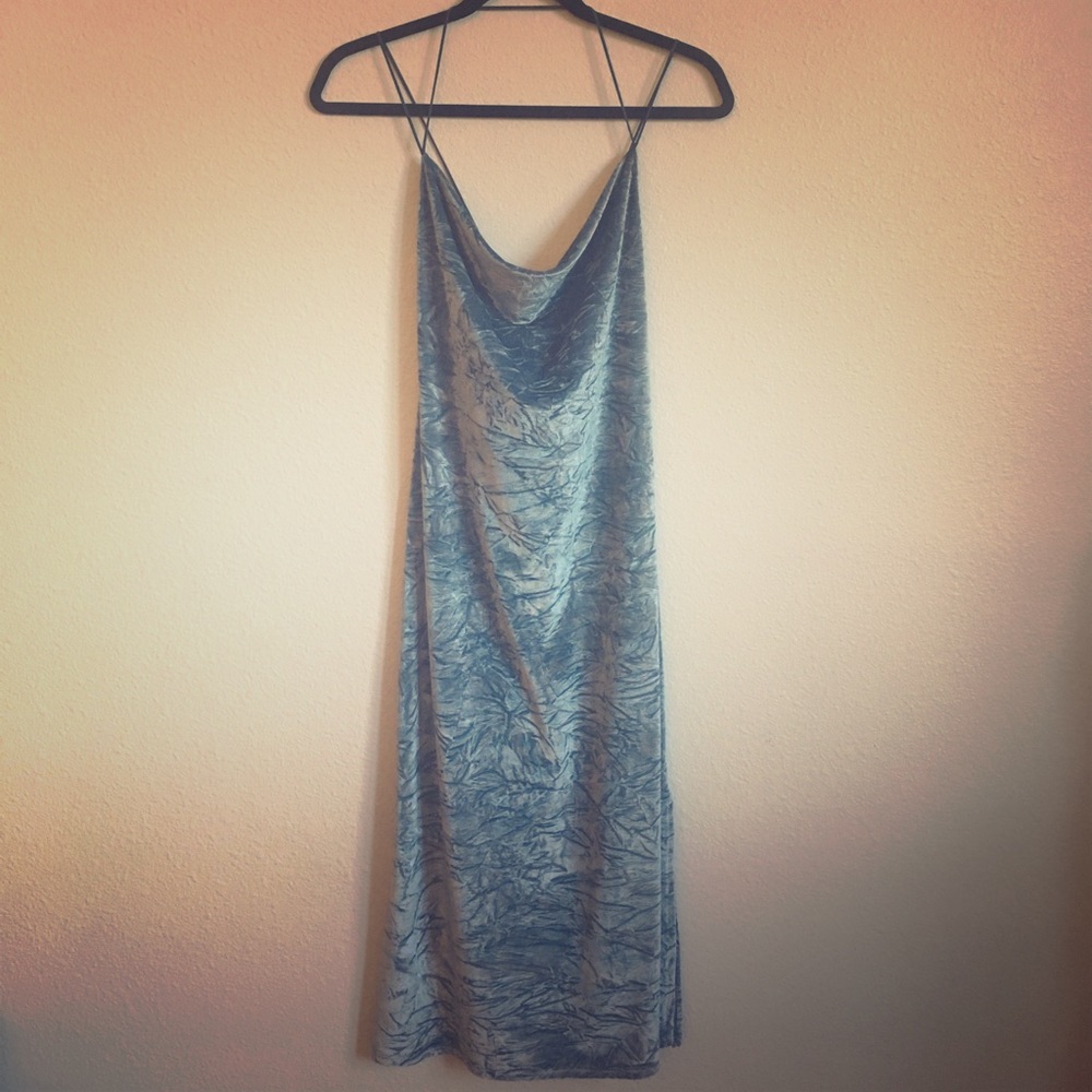 NWT Topshop blue crushed velvet dress