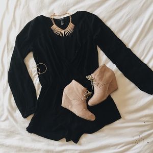 Black FOREVER 21 Long Sleeve Romper