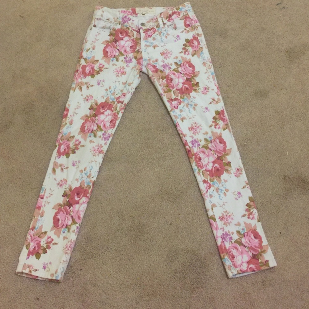 Floral skinny jeans
