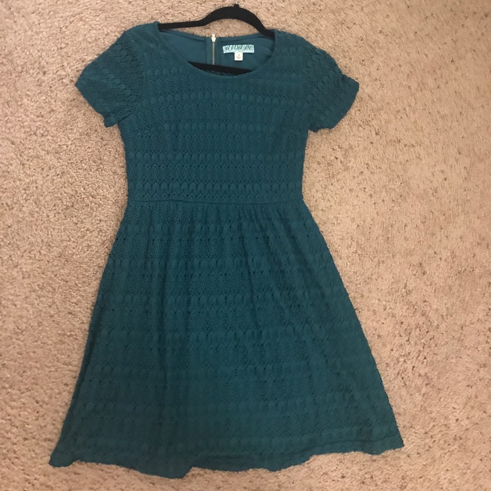 Bottle green beautiful textured dress!