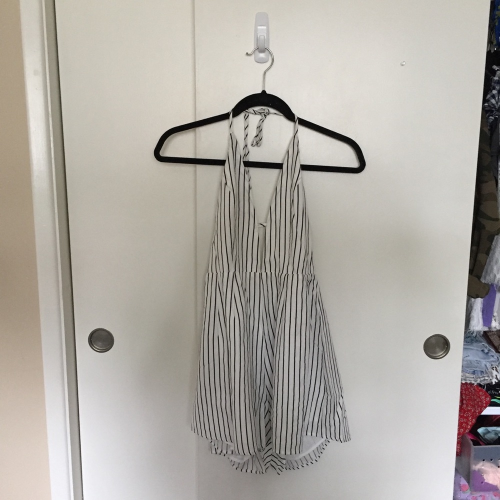 Stripped Halter Romper