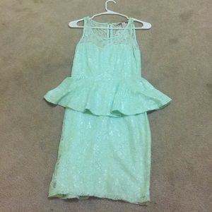 Mint peplum dress.