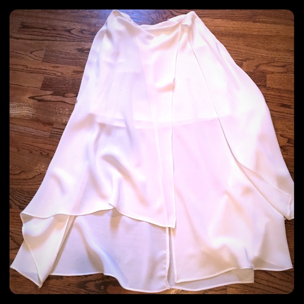 White sheer line and dot tea length skirt