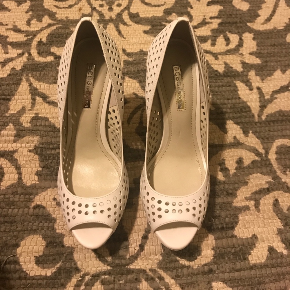 BCBG White Heels
