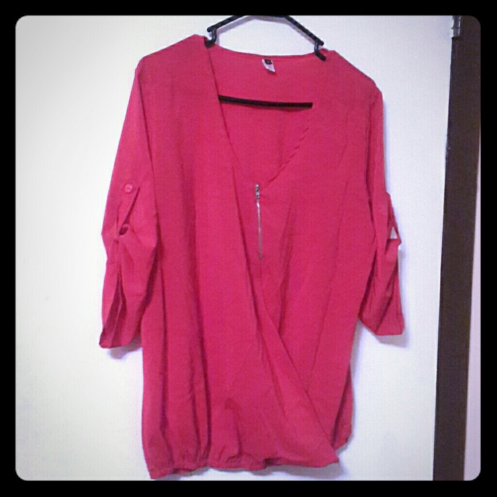 NWOT Red sheer blouse