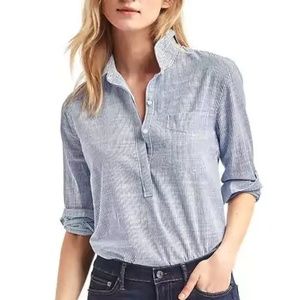 gap blue and white striped boyfriend shirt